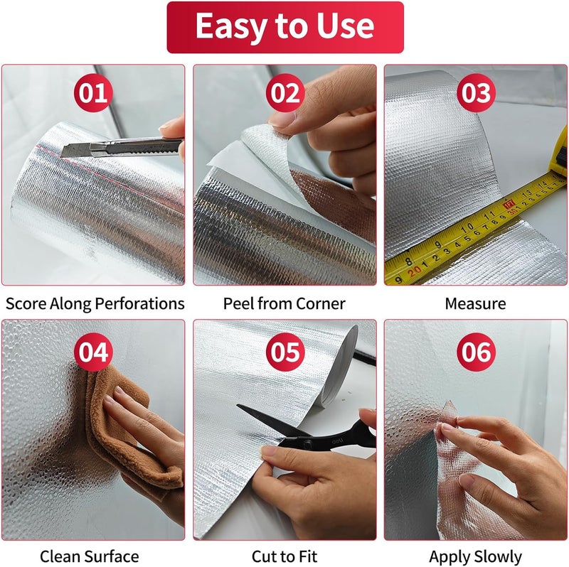 AggSound 23.6'' X 78.7'' Aluminized Heat Shield Tape, Fiberglass Insulation Thermal Barrier Self Adhesive Backed Blanket Mat Reflective Material High Temp Protection - Image 4
